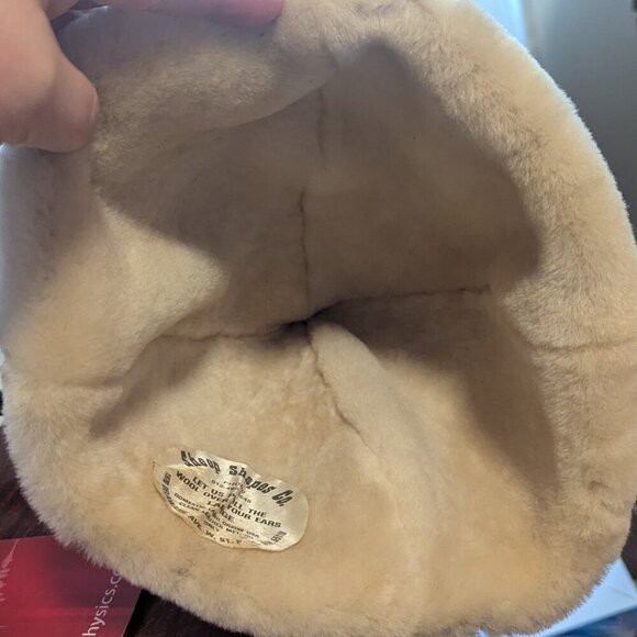 Vintage Leather Suede Shearling Wool Sherpa Lamb Hat by Sheep Shapes Co. Boho - Picture 4 of 9